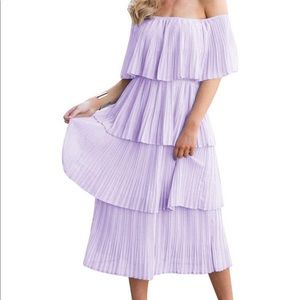 Off the Shoulder Ruffle Midi Dress
